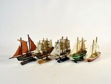 Vintage 70s Joblot 5 Handmade wooden vessels ships boats as HMS Bounty & others picture