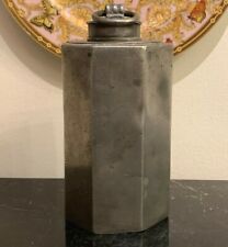 Exceptional Antique Octagonal Screw Top Lidded Pewter Canister picture