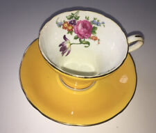 Aynsley Fine Bone China Cup And Saucer Set Yellow Made In England picture