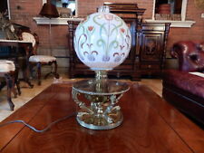 ANTIQUE BRADLEY AND HUBBARD AESTHETIC BRASS KEROSENE LAMP WITH PAINTED SHADE picture