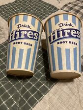 2 Vintage Drink Hires Root Beer Wax Paper Cups Drive In Restaurant 4 1/8” Cup picture