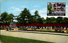 Vintage 1940's El Patio Motel, Steam Heat, Tile Bath, Myrtle Beach SC Postcard  picture
