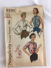 Vintage Simplicity Sewing Pattern Women’s Blouse #2195 Size 12 picture