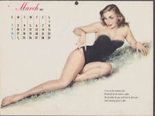Mauro Scali pin-up calendar page Esquire 3 1952 black bustier brunette picture