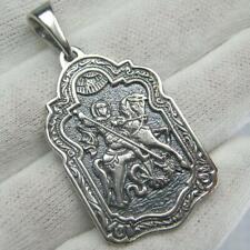 925 Sterling Silver Pendant Icon Medal Saint George Victorious Dragon Frame 385 picture