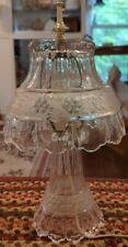 Gorgeous RARE Antique Sandwich Heavy ALL Glass Floral Bedside Table Lamp Ornate  picture
