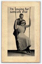 c1910's Couple Romance Swing Cheating Life Girlfriend Embossed Postcard picture