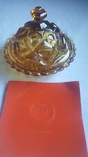 Nos 1970s Amber Glass Diamond Thumbprint Dome Covered Dish Sandwich Glass Museum picture