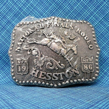 PRCA Hesston NFR Rodeo Belt Buckle Cowboy Bronc Rider NOS Vintage 1986      .A18 picture