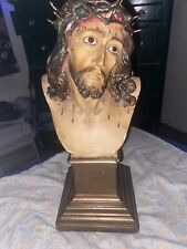 Antique Plaster ECCE HOMO Jesus Christ Behold The Man Bust Catholic Italy 16’ picture