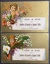 Pair Of 1880s ￼Salter & Smith SPOOL SILK Sewing Trade Cards picture