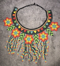 Large Beadwork Sacred Shaman Ornament Floral Original Indigenous Necklace Tribal picture