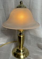 VTG Brass Tone Touch Lamp Frosted Shade 3 Settings Table Top 16