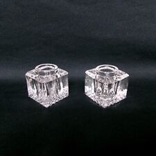 Set/2 - Wonderful Antique Vintage Small Square Sparkling Clear Glass Inkwells picture