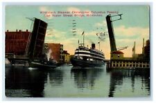 1916 Whaleback Steamer Christopher Columbus Passing Milwaukee WI Bridge Postcard picture
