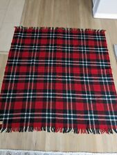 Vintage Red Tartan Plaid 100% Wool Blanket Canadian Ayers Of LaChute  62