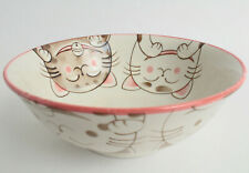 Mino ware Japanese Ceramics Ramen Noodle Donburi Bowl Smiling Cats Pink picture