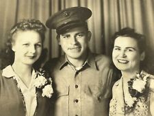 BZ Photograph Handsome Military Man With Two Best Beautiful Women 8x10 picture