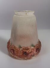 Vintage 40s/50s frosted clear glass light fixture shade painted pink flowers picture