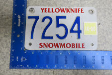 2000 2001 YELLOWKNIFE NORTHWEST TERRITORIES CANADA LICENSE PLATE SNOWMOBILE 7254 picture