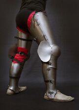 18GA Steel SCA LARP Medieval German full Leg Armor With Greaves & Knee Cuisse picture