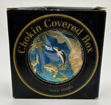 Chokin Art Trinket Box Jewelry Dish Porcelain With Lid Florida 24 K Gold Japan picture