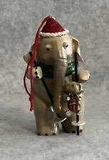 Holiday Tree Ornament - Mother and Baby Elephant Riding on Skiis picture
