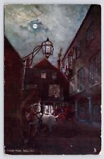c1910~Bull Inn~Courtyard~Dickens Land~Night~Tucks Oilette~Antique Art Postcard picture