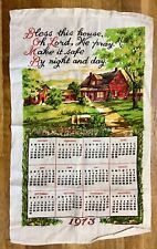 Vintage Linen Calendar Towel 1973 BLESS THIS HOUSE 15x25 Farm House picture