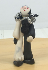 Ceciles Creations Black and White Clay Clown Figurine Vintage 1983 picture