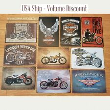 SET OF 10 - Harley Man Cave Signs - All Signs Pictured Patriotic Bar Shield picture