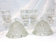 Vintage Imperial Glass Pair Double Candle Holders Clear picture