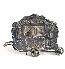 Organ Grinder Figurine Moveable Wheels Crank Vintage Silverplate  4874 picture