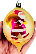 vtg Poland mercury glass ball w santa Christmas tree ornament picture
