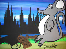HENRY HILL GOODFELLA ORIGINAL PAINTING  RAT WITH GUN IN BIG CITY BIG DREAMS picture