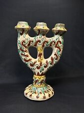 Candle holder ceramics (clay) Vintage Kosiv ceramics hand painted Ukrainian picture