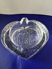 VTG 70’s Scandinavian Ice Glass Heart (Apple) Ashtray (Trinket) Vide Poche Bowl picture