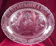 EAPG Bread Plate Platter In Remembrance Washington Lincoln Garfield Clear 1880s picture