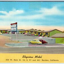 c1950s Barstow, CA Skyview Motel US Hwy Route 66 99 AAA Broiler Café Art PC A234 picture