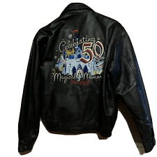 RARE Disneyland Celebrating 50 Years Of Magical Memories Leather Jacket Black S picture