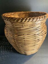 Vtg Woven Planter Basket Storage 10”x9” Boho Farmhouse picture