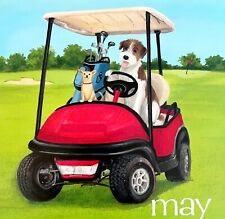 Dogs Riding In Golf Cart May Dog Days Poster Calendar 14 x 11