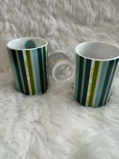 2 Target CELEBRATE LIFE Coffee Mug Tea Cup Julia Minasian Green Stripes Holiday picture