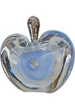 Vtg Studio Art Glass Perfume Bottle Blue Heart Clear Dauber Stopper Nuorot Style picture