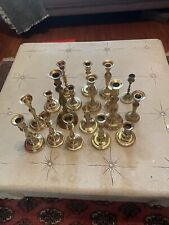 Brass Candlesticks Lot of 16 Vintage Holders Weddings Events pairs patina picture