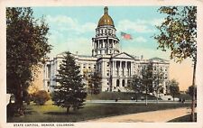 Denver CO Colorado State Capitol Patriotic Gold Dome US Flag Vtg Postcard B9 picture