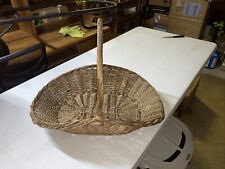 Vintage X Lg Preowned Woven Wicker/Rattan Flower Herb Gathering Basket 22x16x7 picture