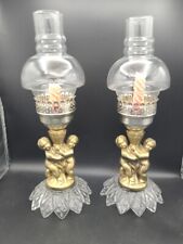 Vintage Gold Cherub Candle Holder Lamp Vase With Glass Base 15