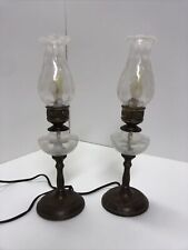 Pair Old Fenton Glass French Opalescent White Coin Dot Boudoir Lamp Vintage Work picture