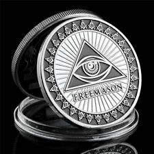 Free and Accepted Masons Silver Plated 1 oz Masonic Symbols Magnificent Coin picture